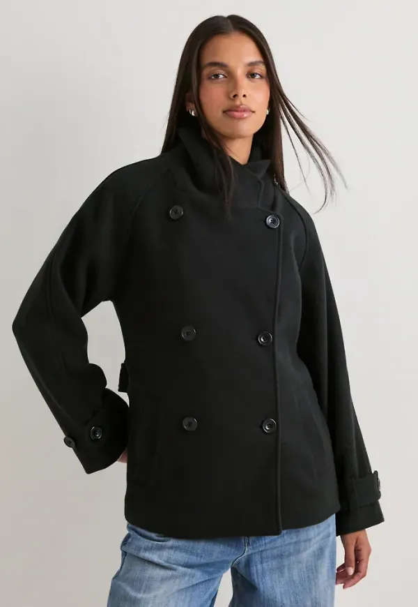 Nelly - Svart - Short Warm Trench Coat