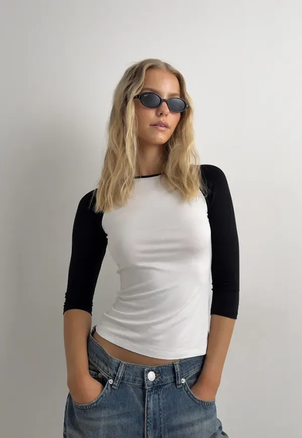 Nelly - Svart - Soft Raglan Sleeve Top