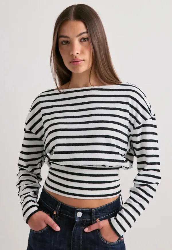 Nelly - Svart - Stripe Knit Sweater