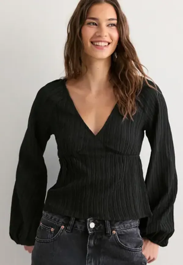 Nelly - Svart - Structure Blouse