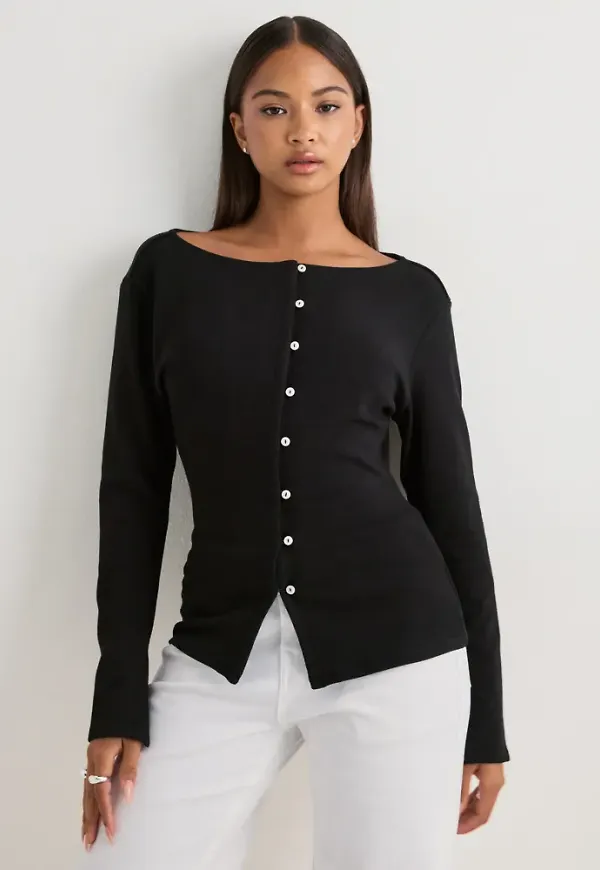 Nelly - Svart - Waist Button Cardigan