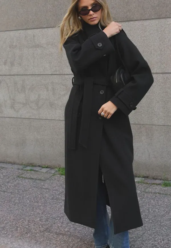 Nelly - Svart - Warm Trench Coat