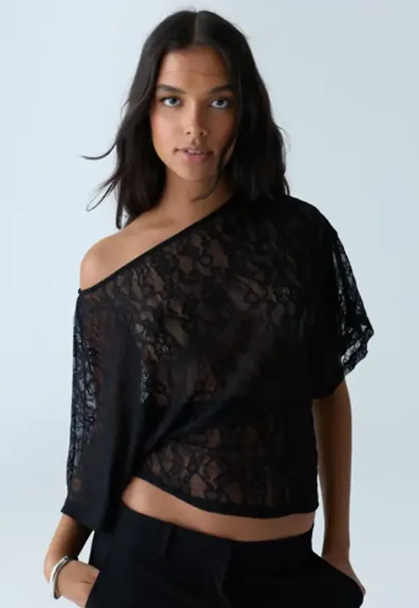 Nelly - Svart - Wide Sleeve Lace Top
