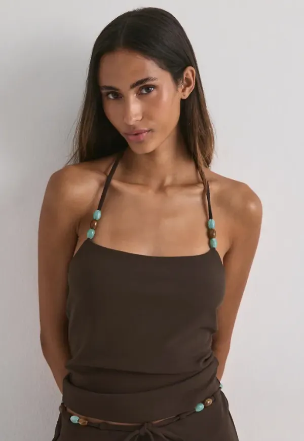 Nelly - - Tie Bead Halterneck Top