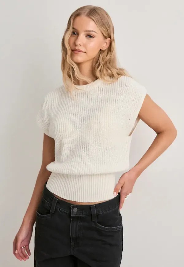 Nelly - Vit - Chunky knit top