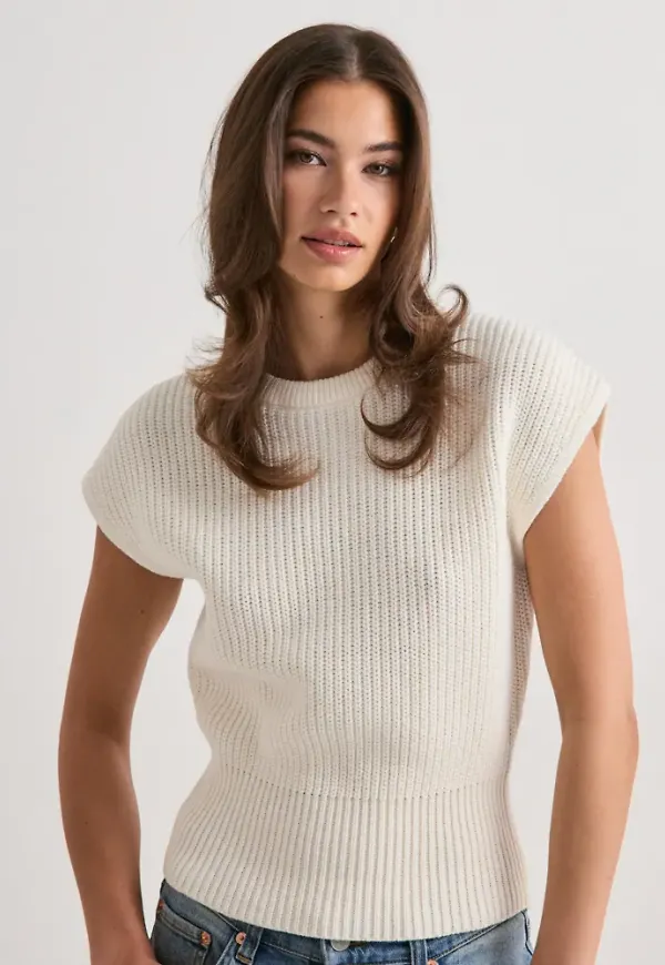 Nelly - Vit - Chunky knit top