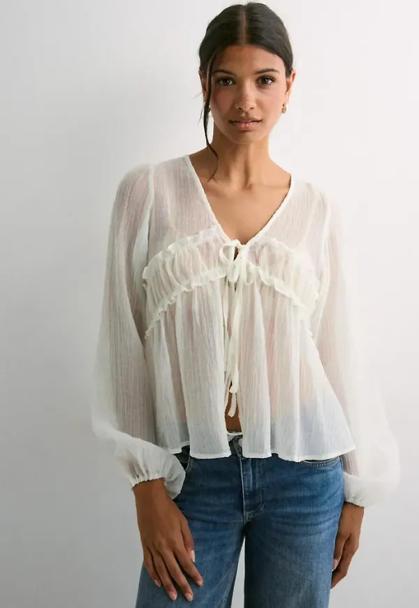 Nelly - Vit - Effortless Crincle Blouse