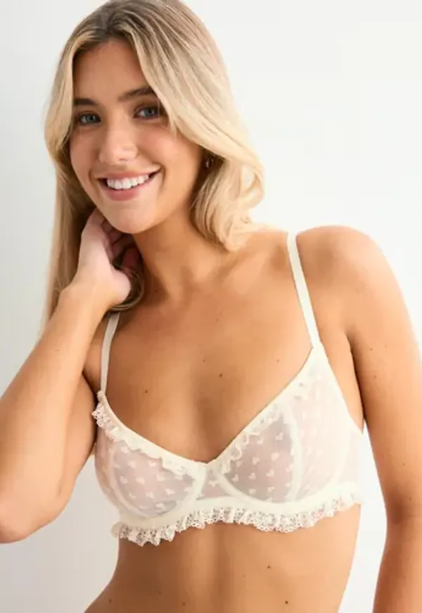 Nelly - Vit - Heart Mesh Bra