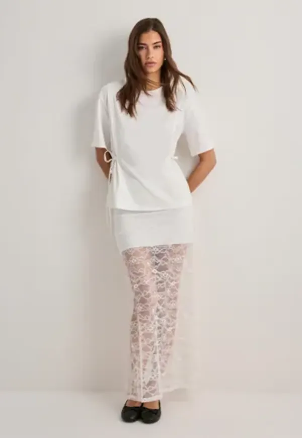 Nelly - Vit - Lace Maxi Skirt