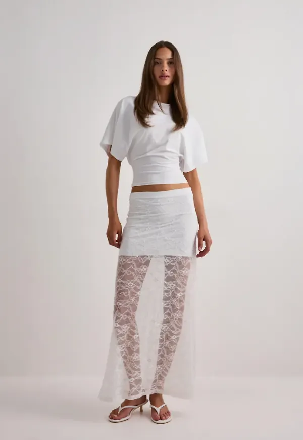 Nelly - Vit - Lace Maxi Skirt