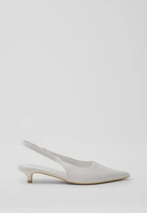 Nelly - Vit - Low Kitten Heel Slingback