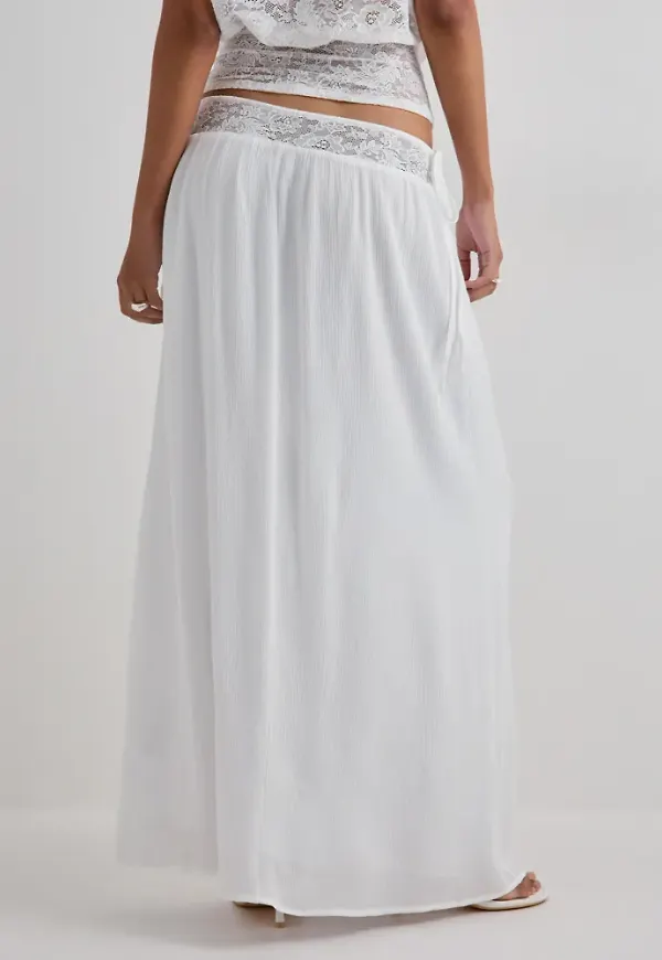 Nelly - Vit - My Lace Detail Skirt