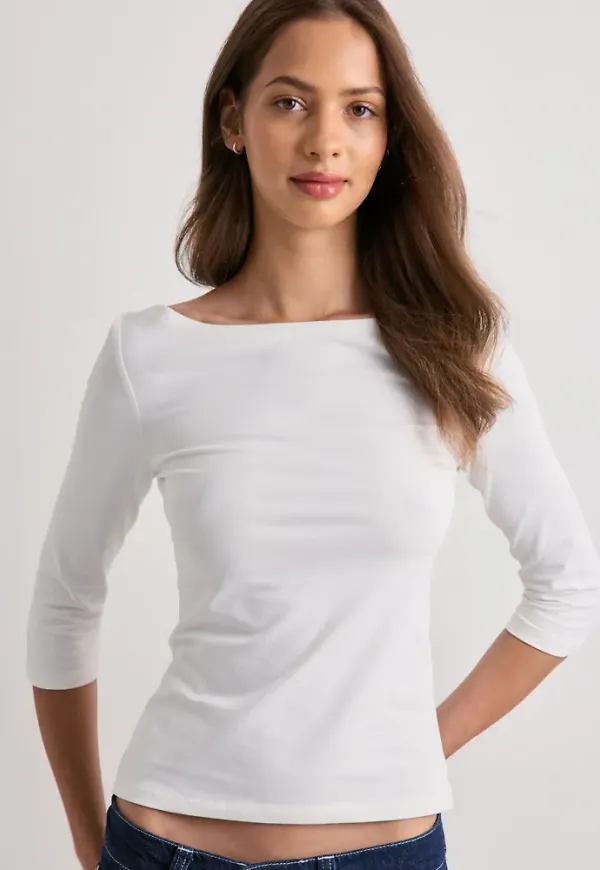 Nelly - Vit - Perfect Basic Half Sleeve Top
