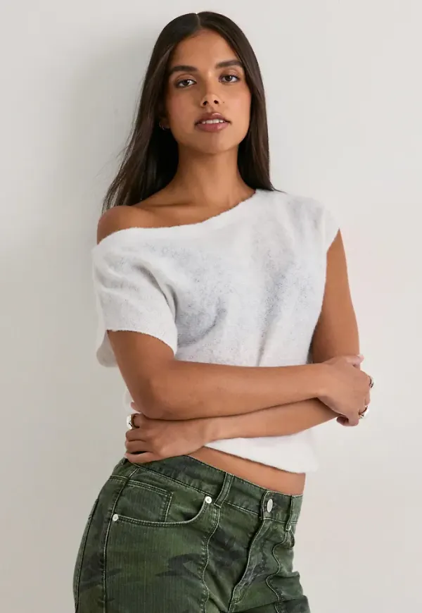 Nelly - Vit - Slouchy Knit Top