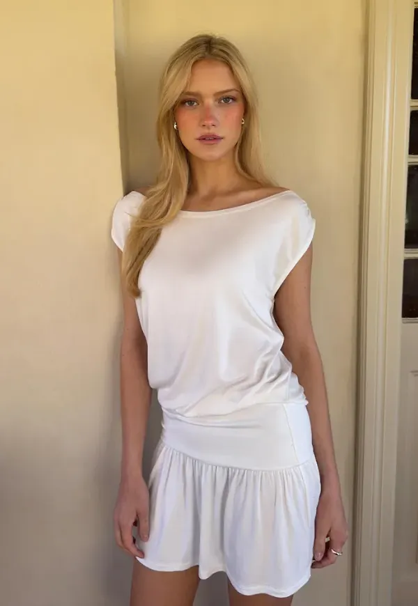 Nelly - Vit - Soft Shoulder Mini Dress