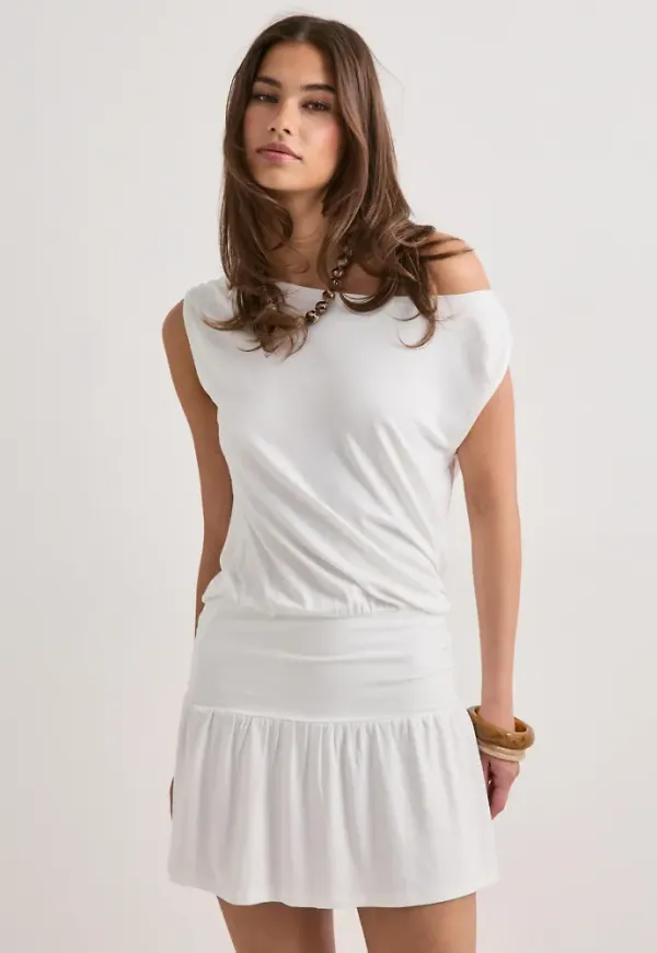 Nelly - Vit - Soft Shoulder Mini Dress