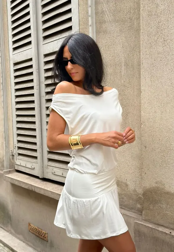 Nelly - Vit - Soft Shoulder Mini Dress
