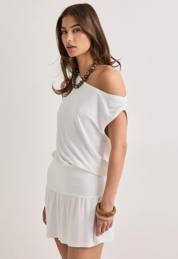 Nelly - Vit - Soft Shoulder Mini Dress