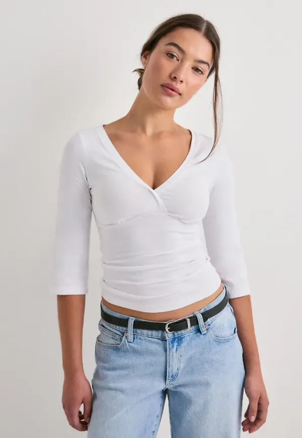 Nelly - Vit - Wrap Half Sleeve Top