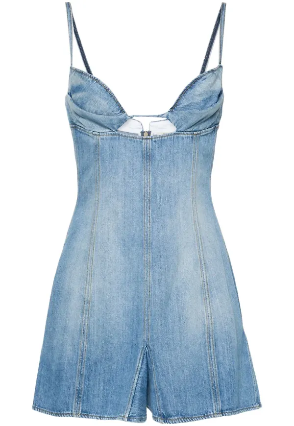 Nensi Dojaka jeansklänning med klockad design - Blå