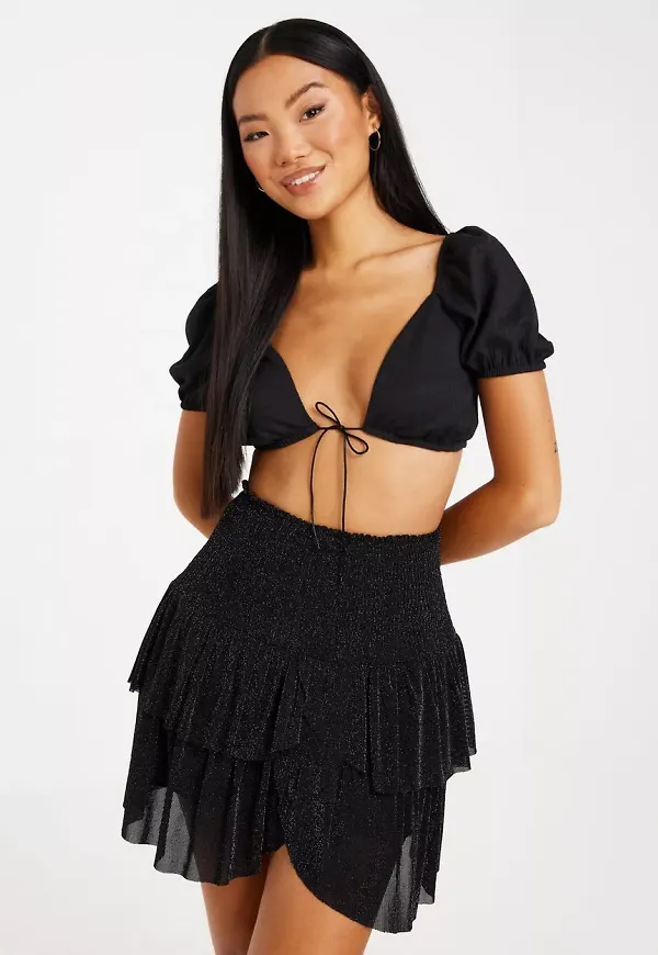 Neo Noir - Volangkjolar - Black - Carin Glitter Mesh Skirt - Kjolar