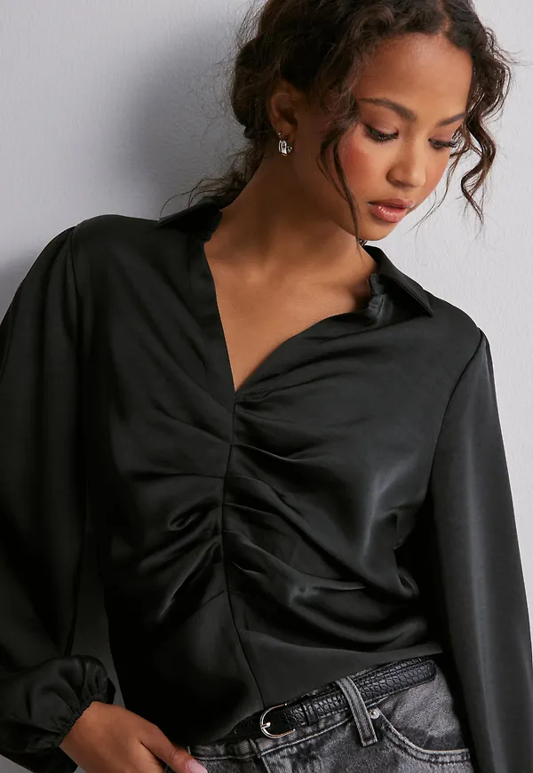 Neo Noir - Svart - Mille Heavy Sateen Blouse