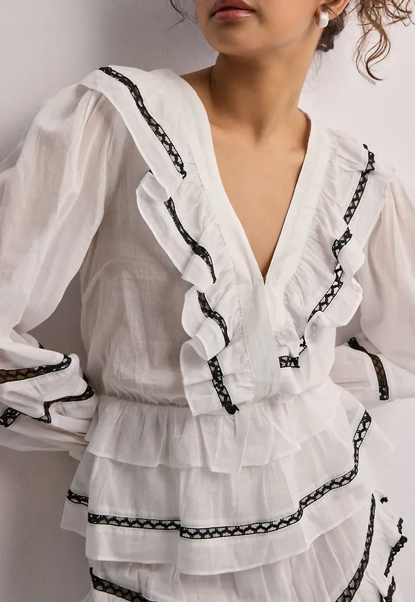 Neo Noir - Vit - Athena S Voile Blouse