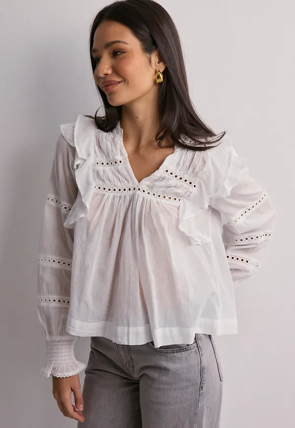 Neo Noir - Vit - Aurika S Voile Blouse