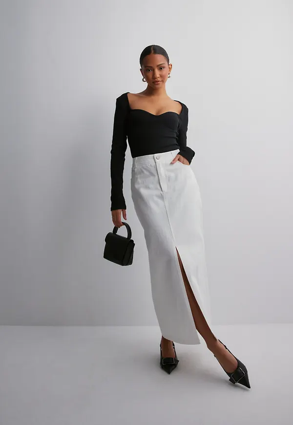 Neo Noir - Vit - Frankie Denim Skirt
