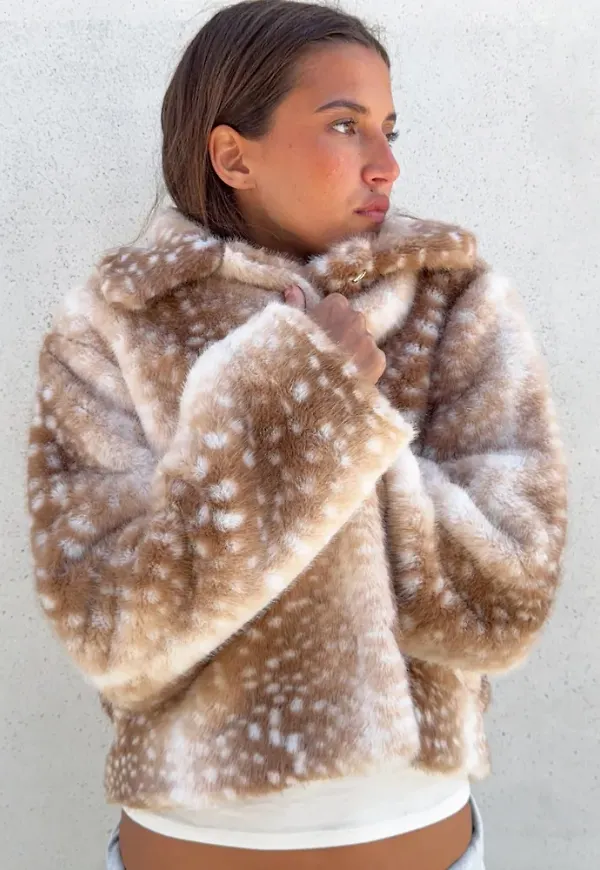 Neo Noir - Beige - Camina Faux Fur Jacket
