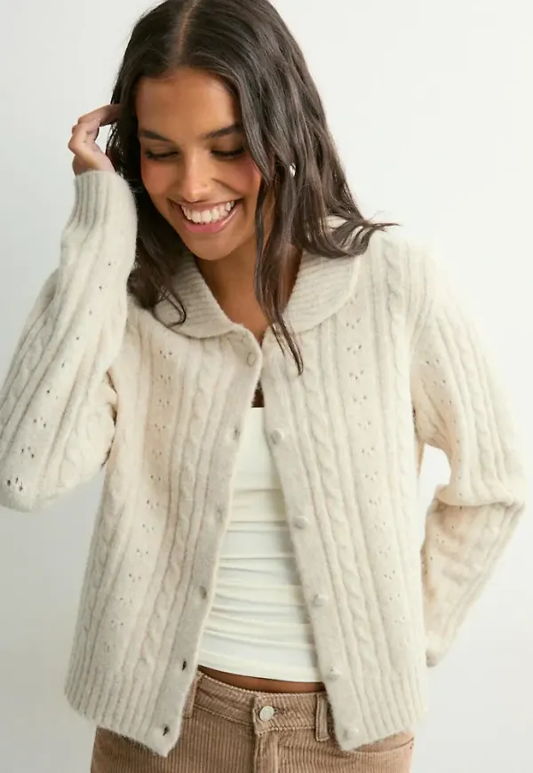Neo Noir - Beige - Emelie Knit Cardigan