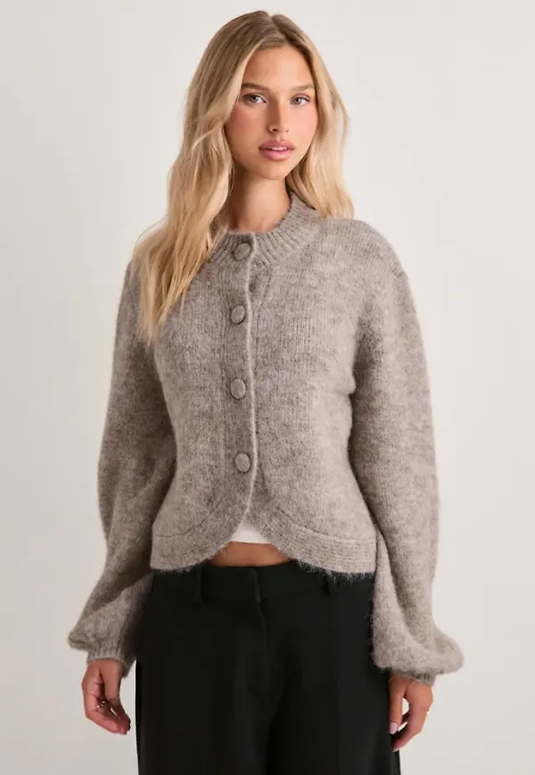 Neo Noir - Beige - Gio Fluffy Knit Cardigan