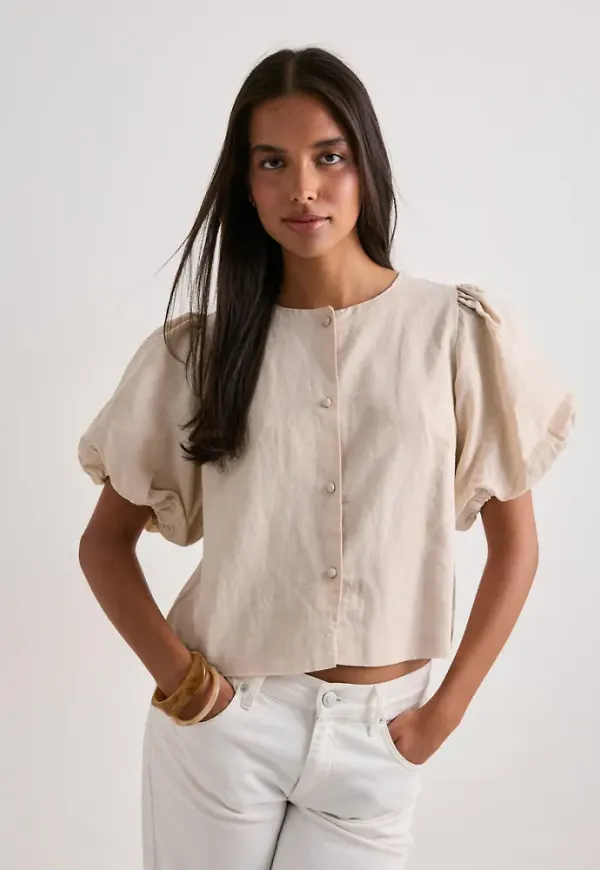 Neo Noir - Beige - Moisa Linen Blouse
