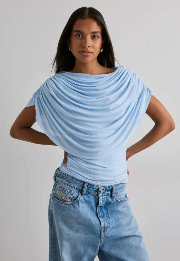 Neo Noir - Blå - Cottuna Drapy Mesh Top
