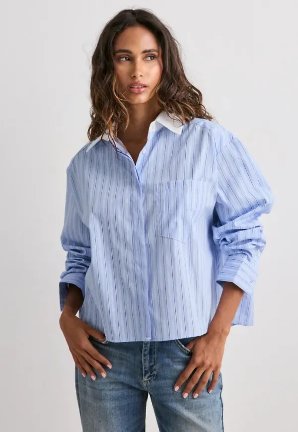 Neo Noir - Blå - Delfia Stripe Shirt