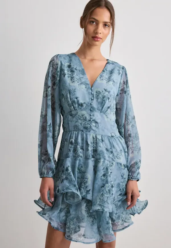 Neo Noir - Blå - Mabella Crepe Print Dress