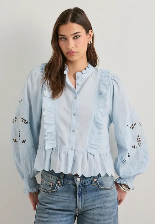 Neo Noir - Blå - Petrine Embroidery Blouse