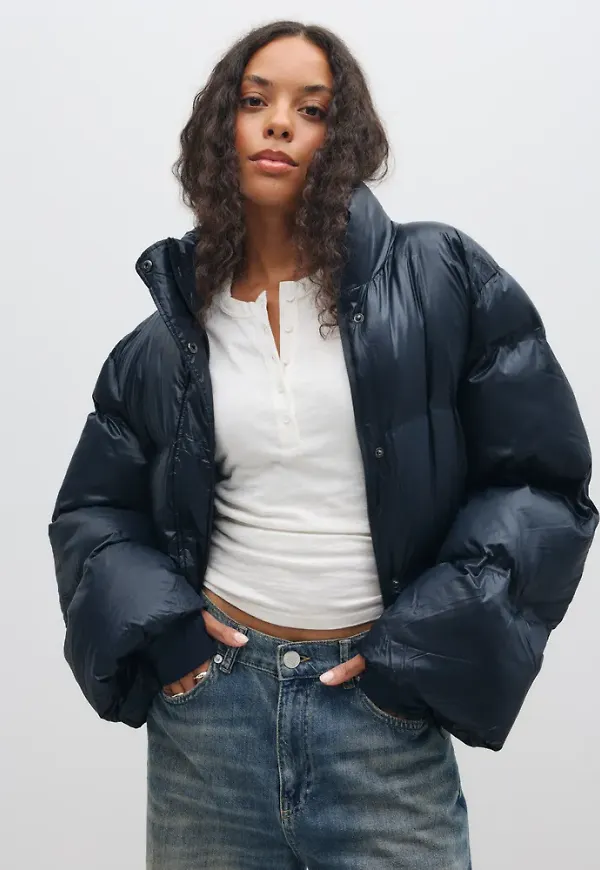 Neo Noir - Blå - Rhea Shiny Puffer Jacket