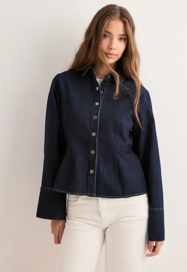 Neo Noir - Blå - Rosa Denim Shirt