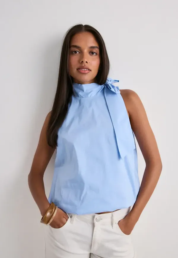 Neo Noir - Blå - Veda Poplin Top