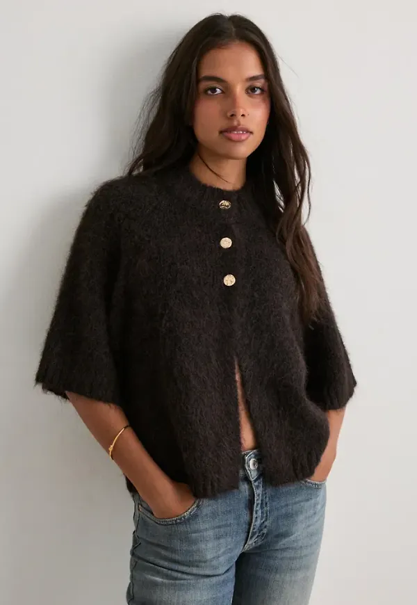Neo Noir - Brun - Benuta Fluffy Knit Cardigan