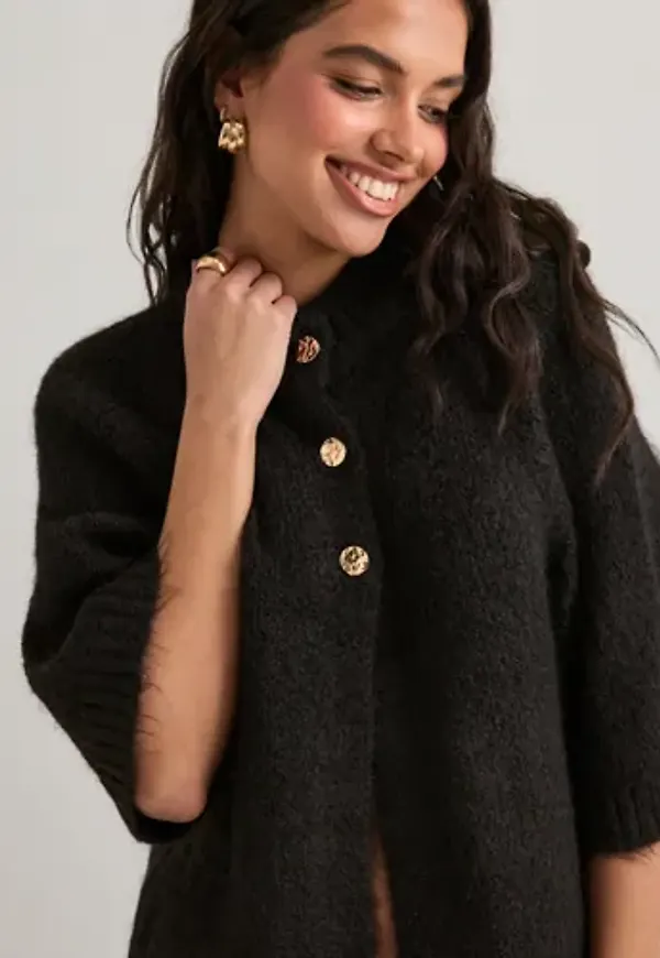 Neo Noir - Brun - Benuta Fluffy Knit Cardigan