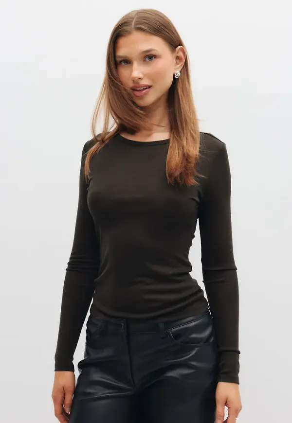 Neo Noir - Brun - Nella Fine Rib Blouse