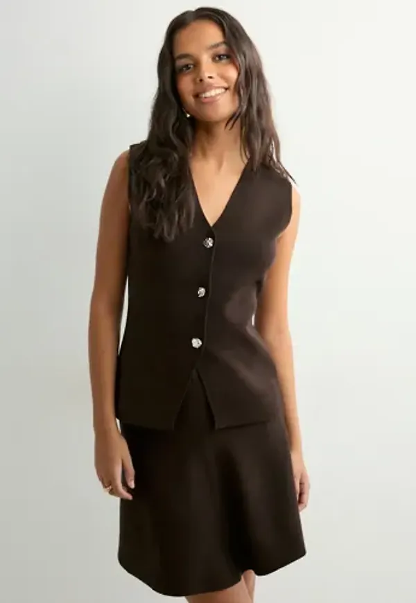 Neo Noir - Brun - Sway Smooth Knit Waistcoat