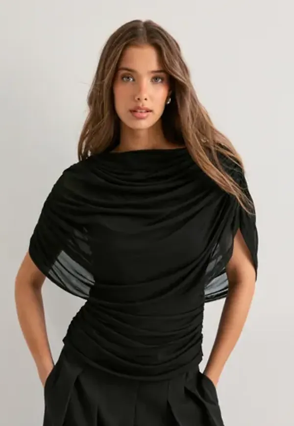 Neo Noir - Svart - Cottuna Drapy Mesh Top