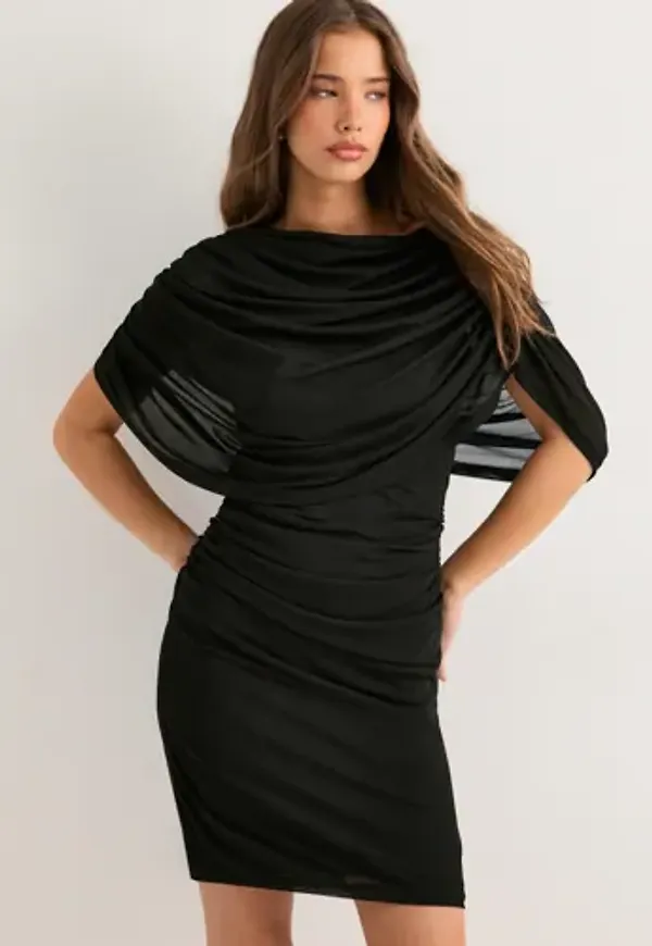 Neo Noir - Svart - Mottuna Drapy Mesh Dress