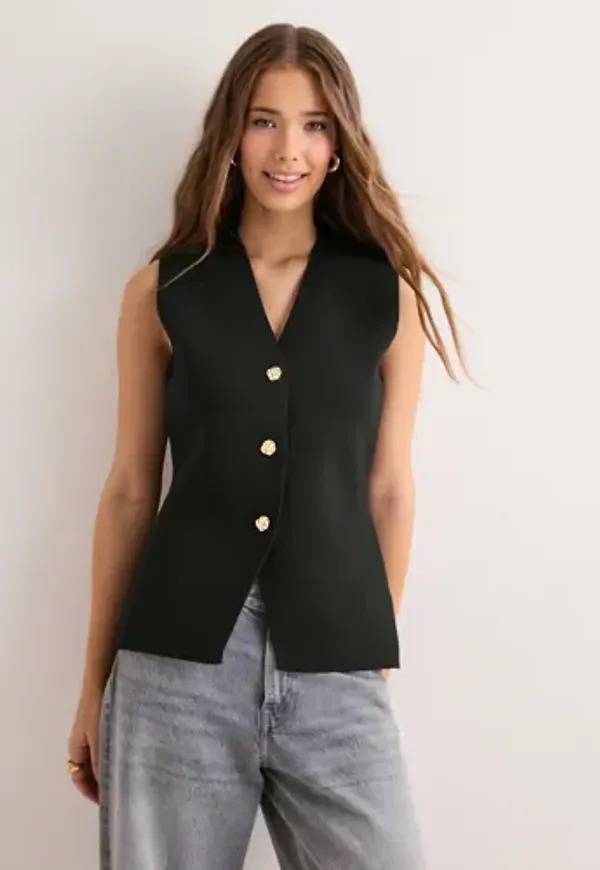 Neo Noir - Svart - Sway Smooth Knit Waistcoat