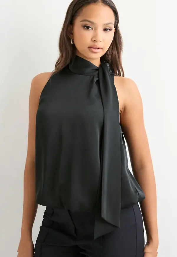 Neo Noir - Svart - Veda Drapy Satin Top
