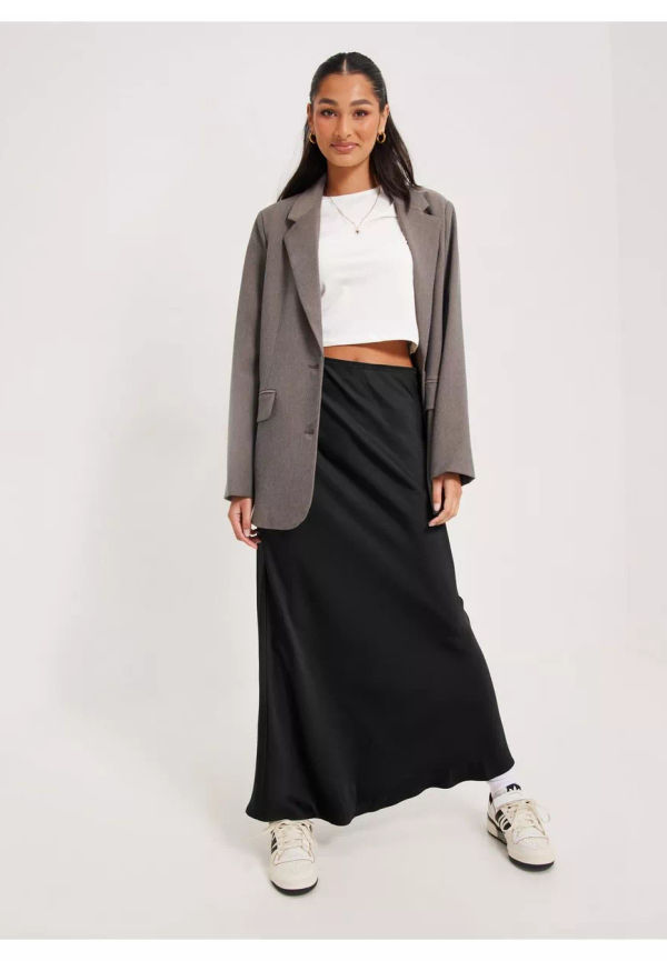 Neo Noir Vicky Heavy Sateen Skirt Långa kjolar Black