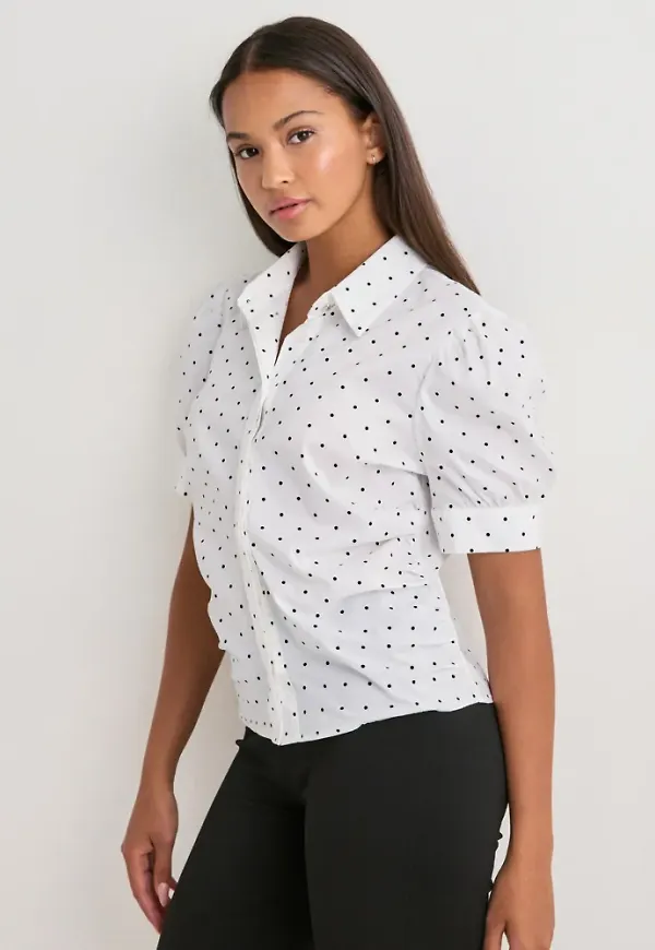 Neo Noir - Vit - Frannie Dot Shirt